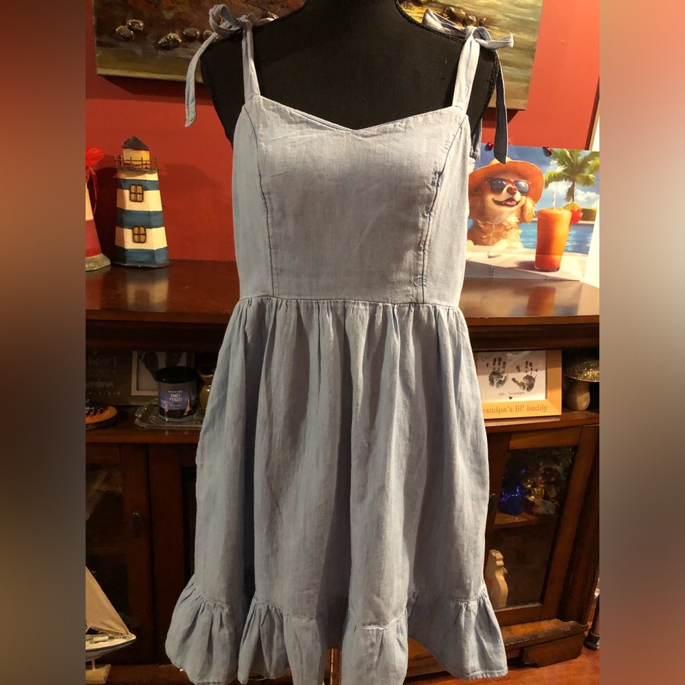 Old Navy Light Denim Blue Smocked Sundress